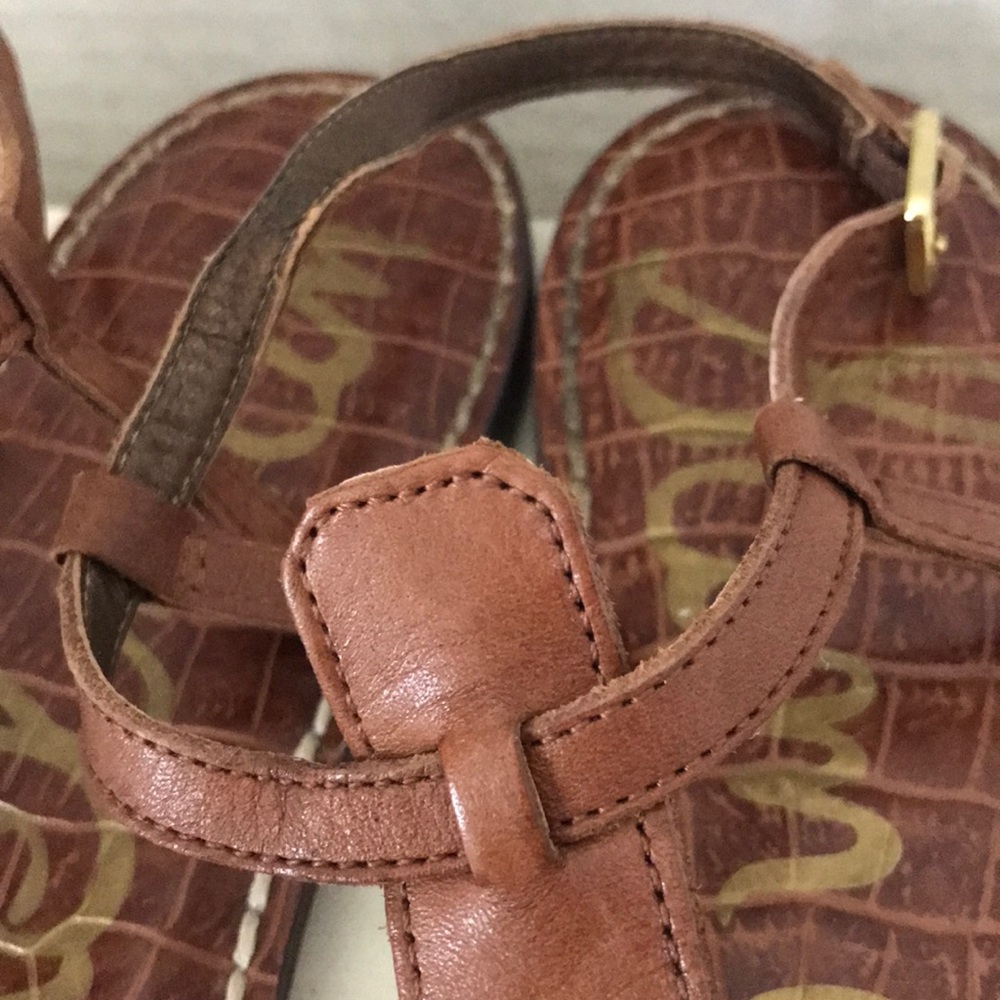 Sam Edelman “Gigi” Flat Brown Strappy Sandals View 2